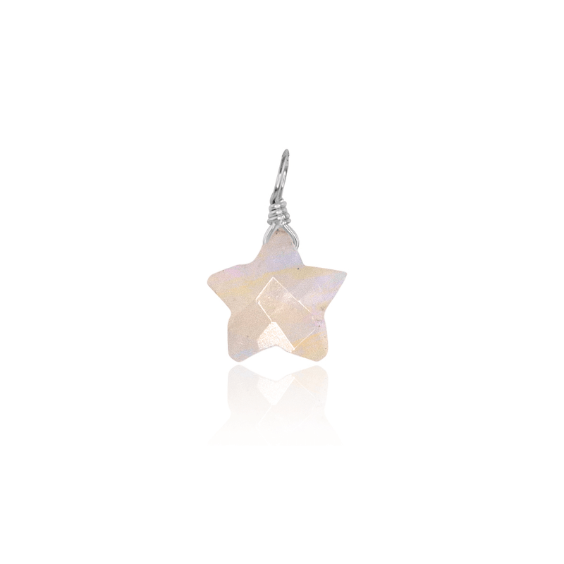 Tiny Star Pendant in Rainbow Moonstone - Tiny Star Pendant in Rainbow Moonstone - Sterling Silver - Luna Tide Handmade Crystal Jewellery