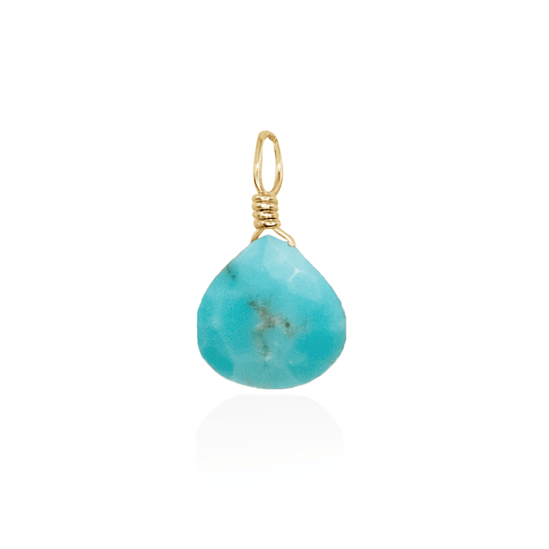 Tiny Turquoise Teardrop Gemstone Pendant - Tiny Turquoise Teardrop Gemstone Pendant - 14k Gold Fill - Luna Tide Handmade Crystal Jewellery