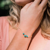 Beaded Chain Bracelet - Turquoise - 14K Gold Fill - Luna Tide Handmade Jewellery