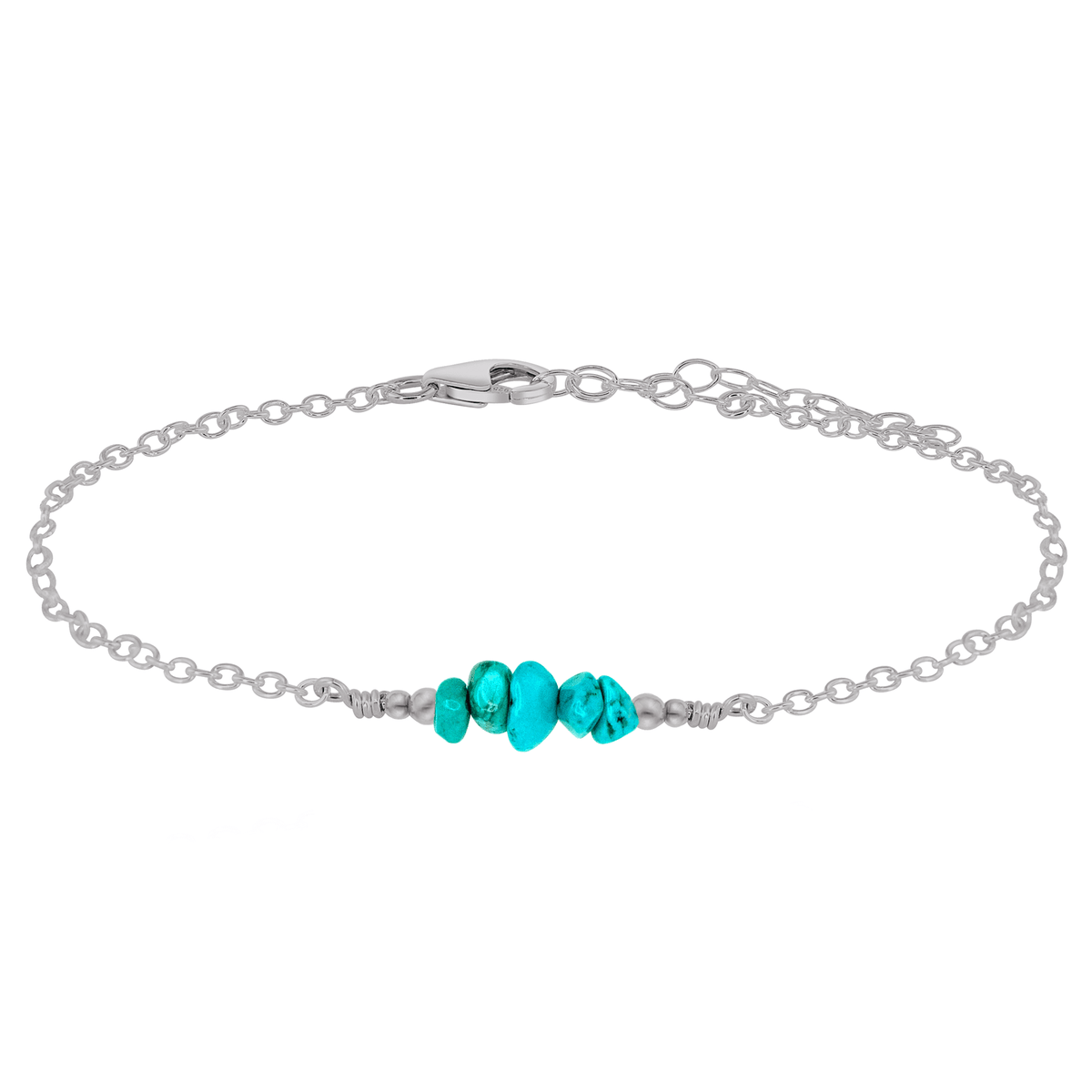 Chip Bead Bar Anklet - Turquoise - Stainless Steel - Luna Tide Handmade Jewellery